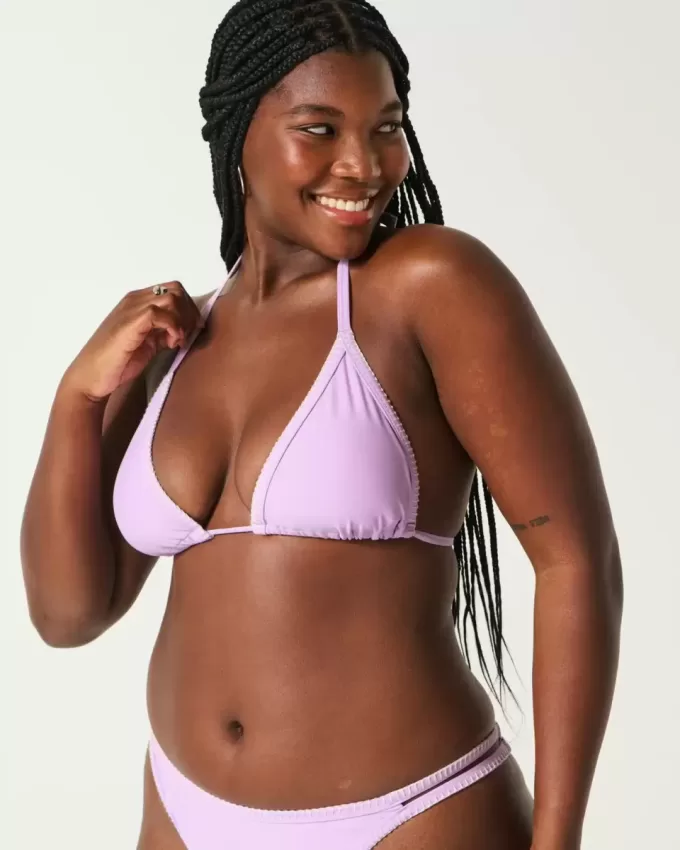 Top bikini a triangolo con ricamo