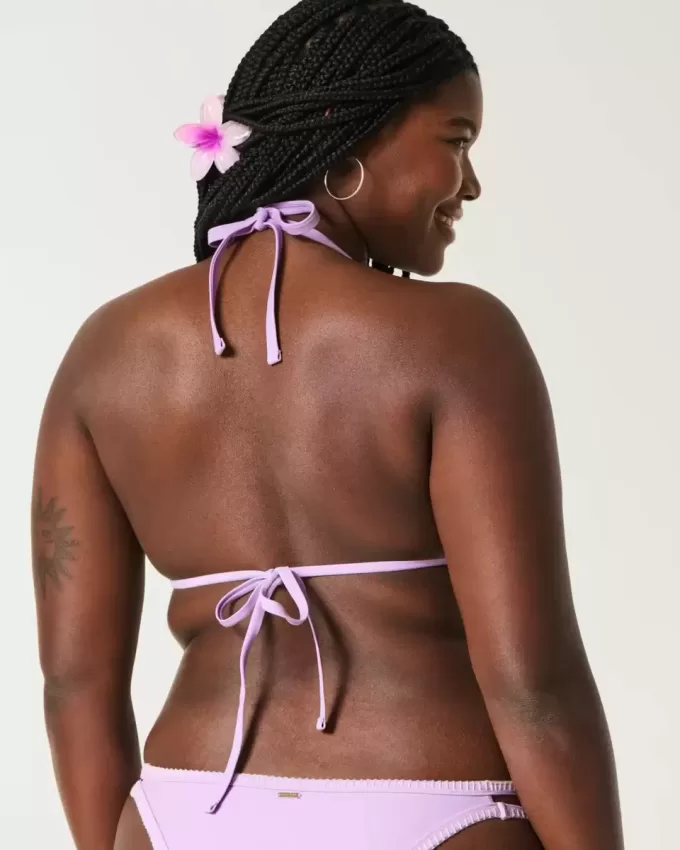 Top bikini a triangolo con ricamo