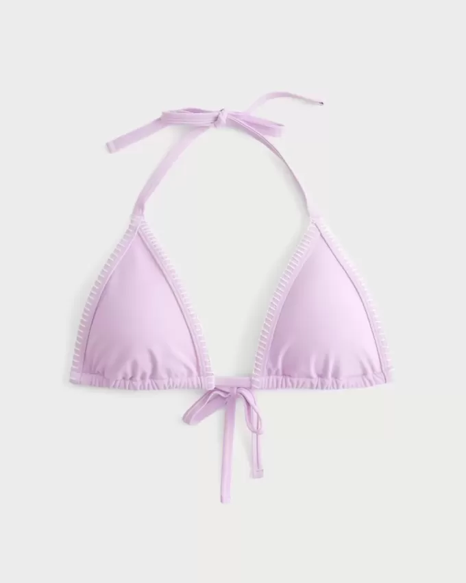 Top bikini a triangolo con ricamo