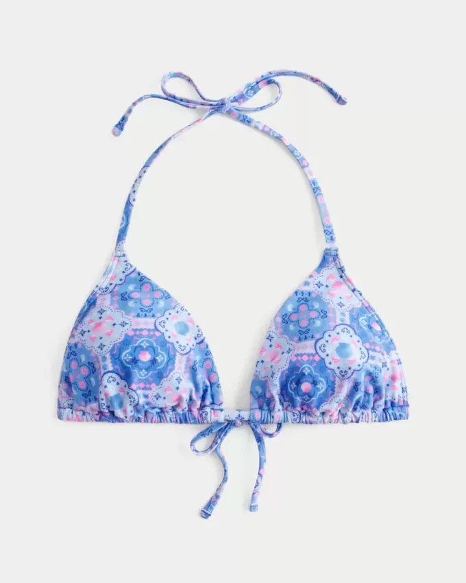 Top bikini a triangolo con scollo all’americana per le vacanze di primavera