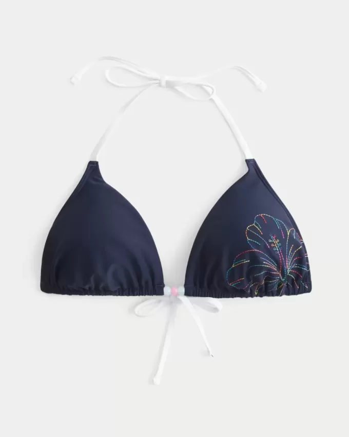Top bikini a triangolo con scollo all’americana per le vacanze di primavera