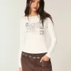 Top con scollo a V e grafica SoHo con borchie Top con scollo a V e grafica SoHo con borchie
