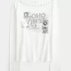Top con scollo a V e grafica SoHo con borchie Top con scollo a V e grafica SoHo con borchie