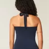 Top con scollo all’americana e grafica con perline