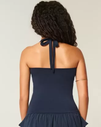 Top con scollo all’americana e grafica con perline