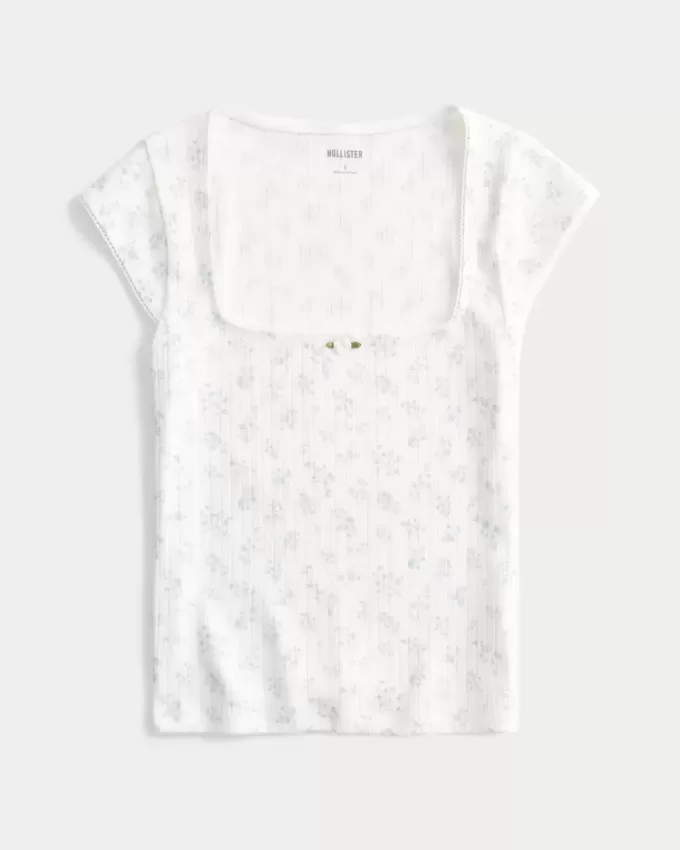 Top con scollo quadrato in traforato
