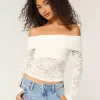 Top con spalle scoperte e pizzo integrale