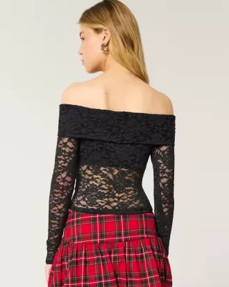 Top con spalle scoperte e pizzo integrale