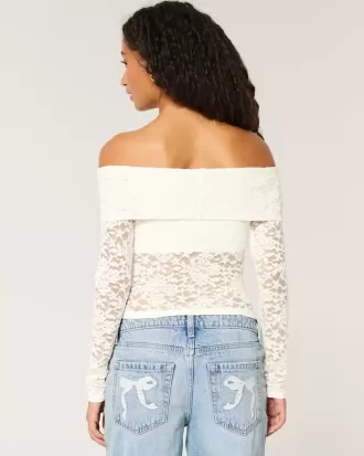 Top con spalle scoperte e pizzo integrale