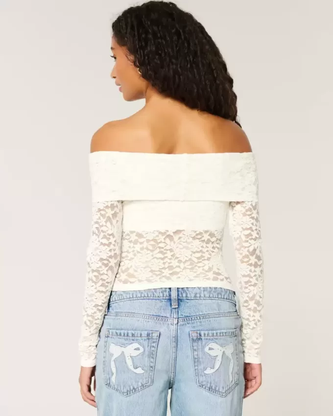 Top con spalle scoperte e pizzo integrale