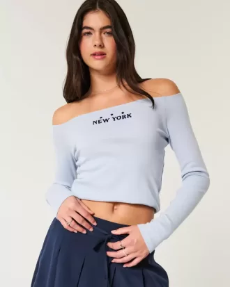 Top con spalle scoperte Easy New York Graphic