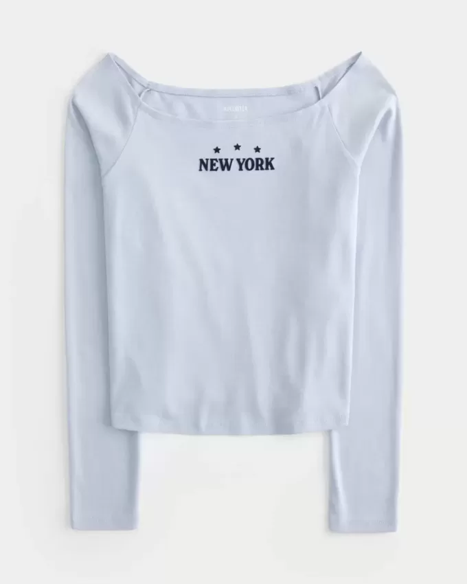 Top con spalle scoperte Easy New York Graphic