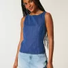 Top in denim con schiena scoperta