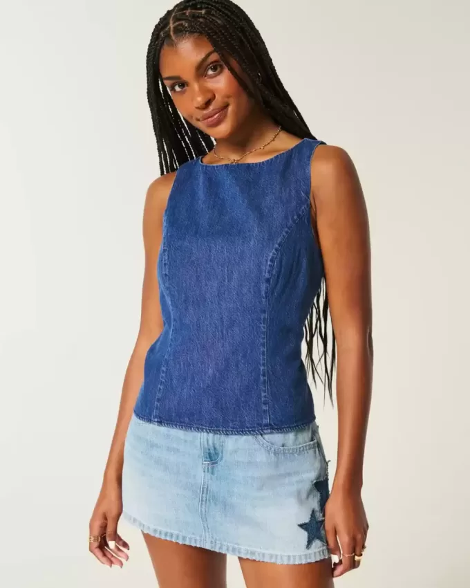 Top in denim con schiena scoperta
