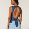 Top in denim con schiena scoperta