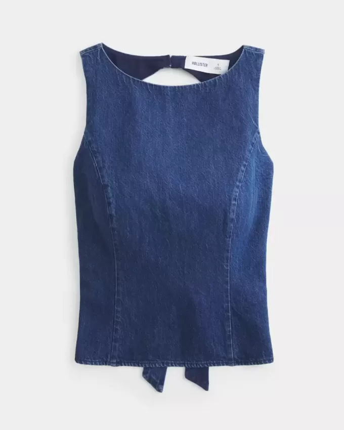 Top in denim con schiena scoperta
