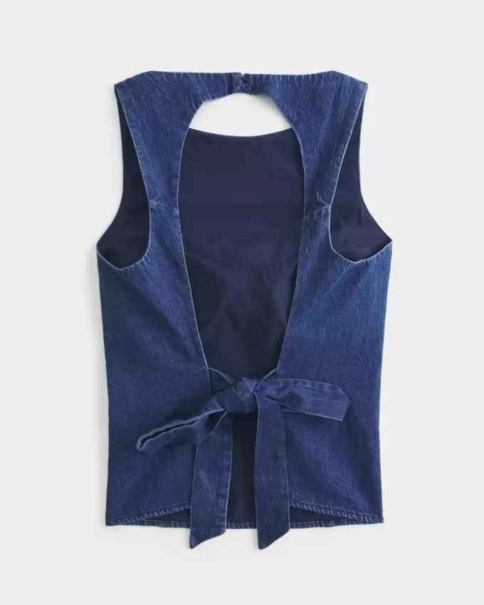 Top in denim con schiena scoperta