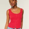 Top in misto lino con bottoni