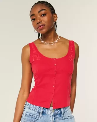Top in misto lino con bottoni