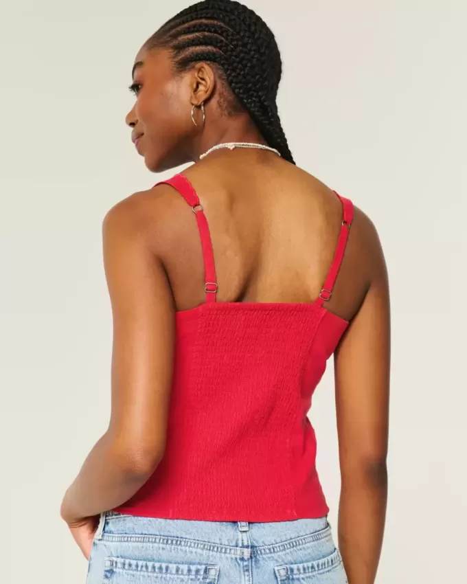 Top in misto lino con bottoni