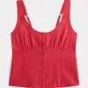 Top in misto lino con bottoni