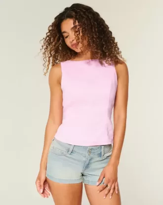 Top in misto lino con schiena scoperta