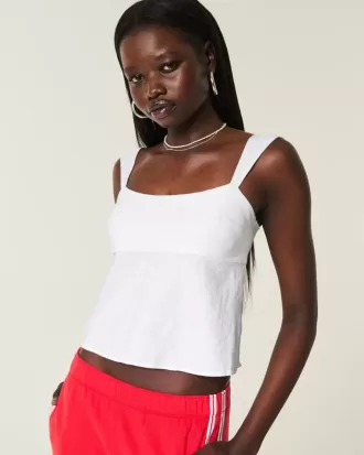 Top in misto lino con schiena scoperta