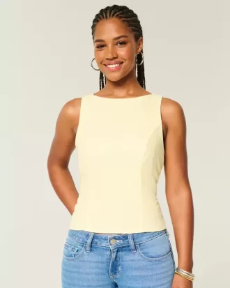 Top in misto lino con schiena scoperta