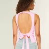 Top in misto lino con schiena scoperta