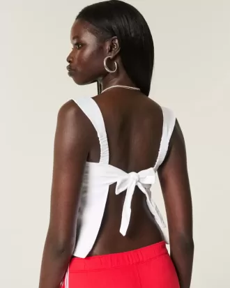 Top in misto lino con schiena scoperta
