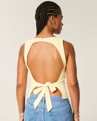 Top in misto lino con schiena scoperta