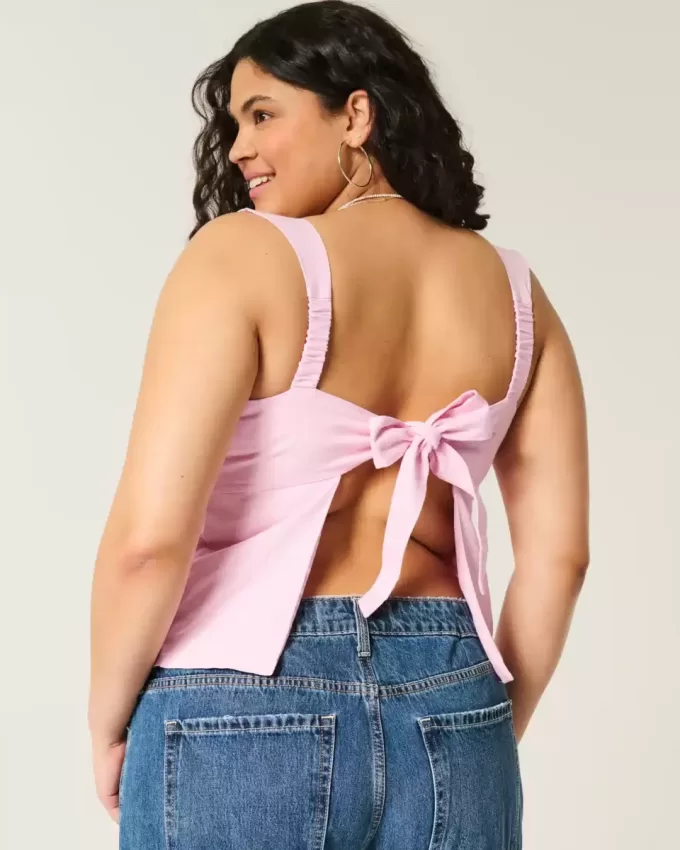 Top in misto lino con schiena scoperta