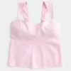 Top in misto lino con schiena scoperta