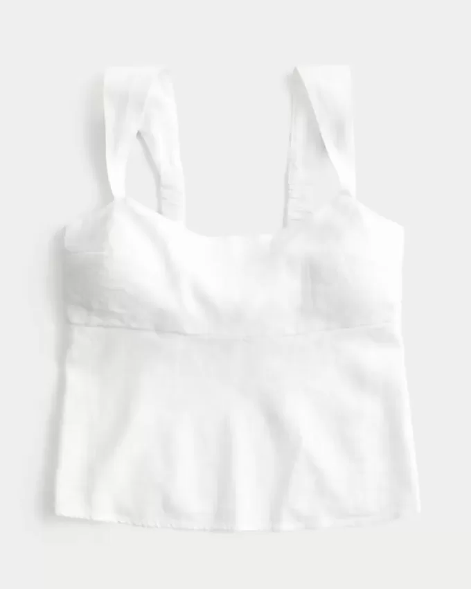 Top in misto lino con schiena scoperta