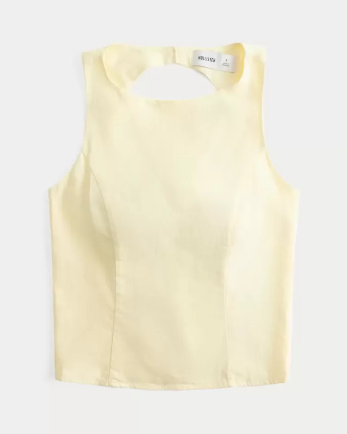 Top in misto lino con schiena scoperta Top in misto lino con schiena scoperta