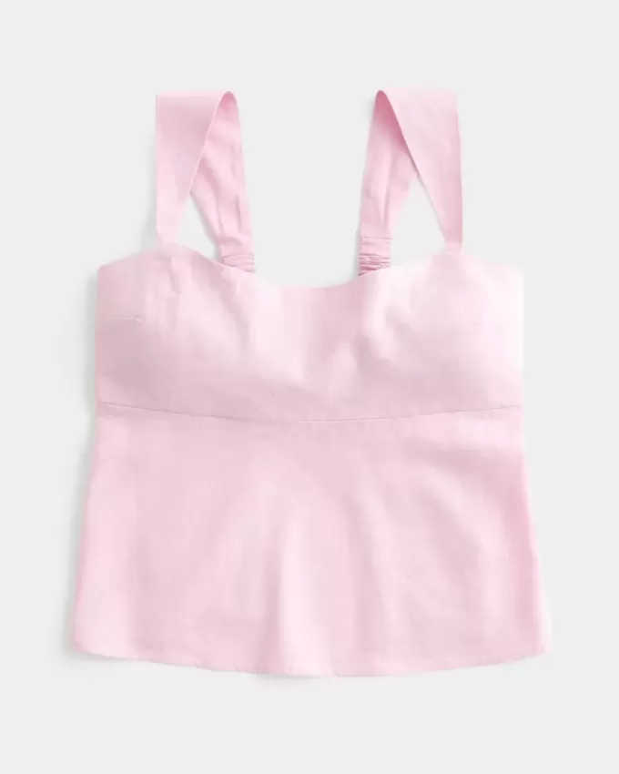 Top in misto lino con schiena scoperta