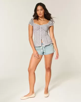 Top in popeline elasticizzato a maniche corte