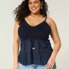Top in tessuto misto stile uncinetto