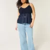 Top in tessuto misto stile uncinetto