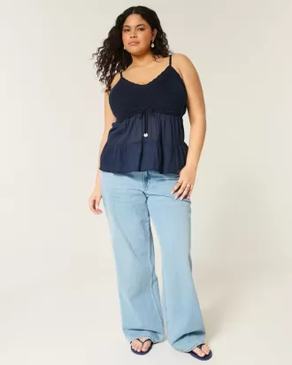 Top in tessuto misto stile uncinetto