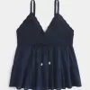 Top in tessuto misto stile uncinetto