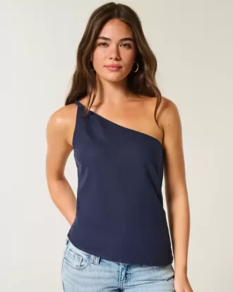Top monospalla in misto lino
