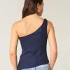 Top monospalla in misto lino