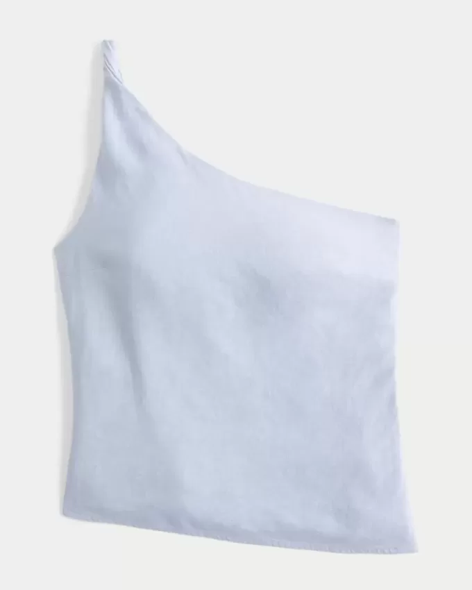 Top monospalla in misto lino
