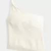 Top monospalla in misto lino
