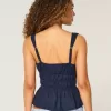 Top peplo con nodo frontale in misto lino