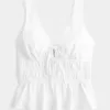Top peplo con nodo frontale in misto lino Top peplo con nodo frontale in misto lino