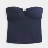 Top senza spalline con bordo in pizzo Picot Top senza spalline con bordo in pizzo Picot