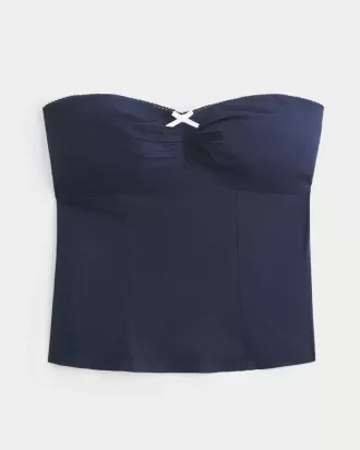 Top senza spalline con bordo in pizzo Picot