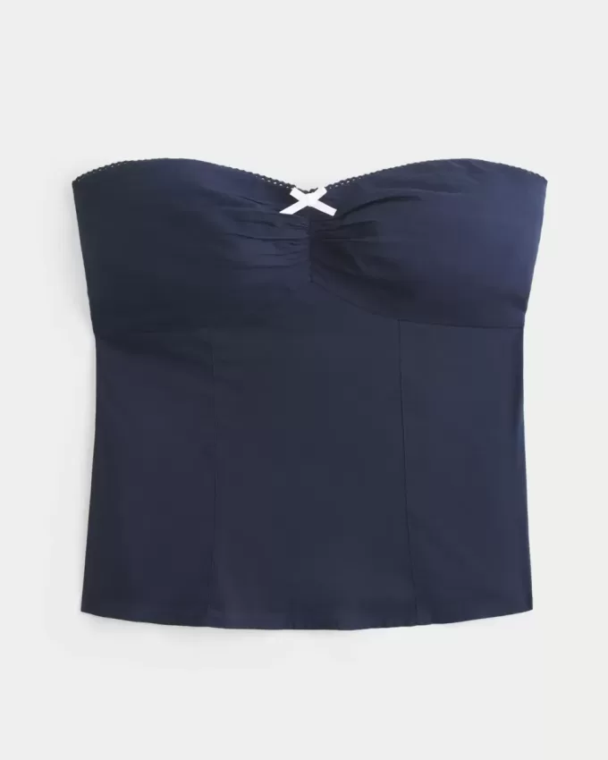 Top senza spalline con bordo in pizzo Picot Top senza spalline con bordo in pizzo Picot